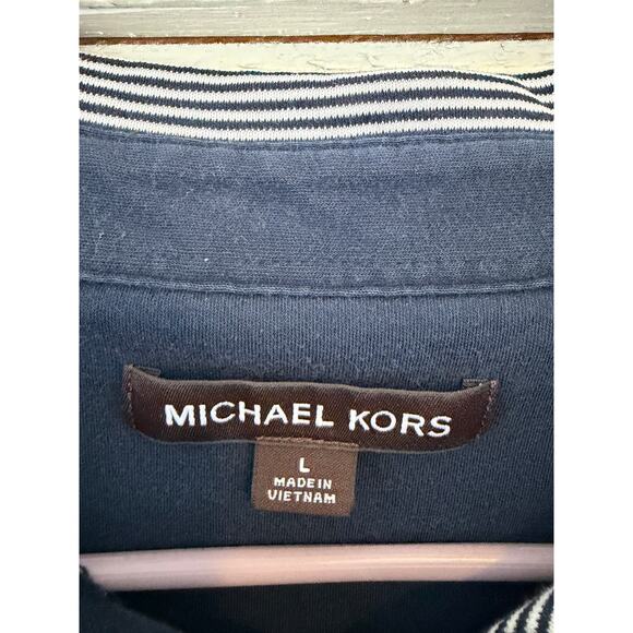 Michael Kors Striped Polo Shirt – Navy & White Logo Trim Men’s Size L - Picture 5 of 7